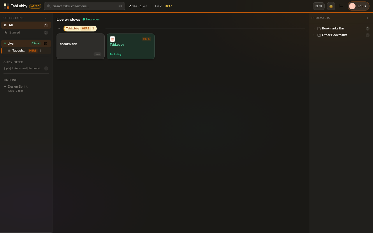 TabLobby dark mode